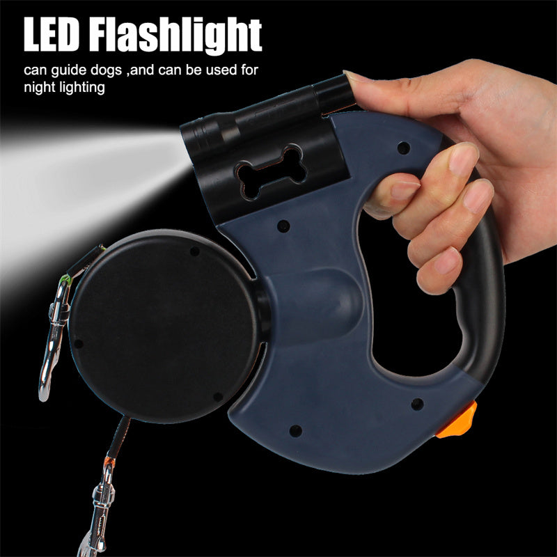 WhizePet™ 3-in-1 Dual Dog Leash – Reflective, Retractable & Lighted