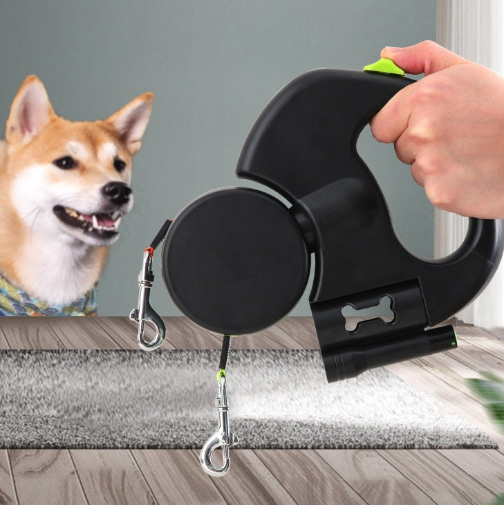 WhizePet™ 3-in-1 Dual Dog Leash – Reflective, Retractable & Lighted