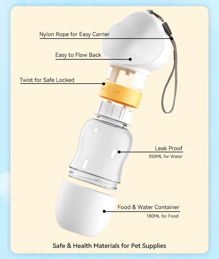 CloudWalk™ 2-in-1 Premium Pet Travel Bottle – Water & Snack Dispenser