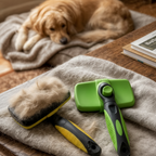 WhizePet self-cleaning pet brush removing dog hair