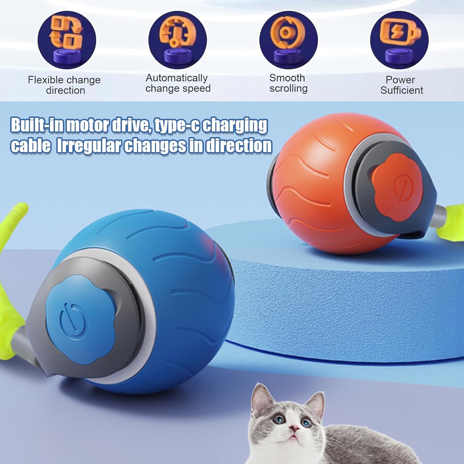 SpeedyTail™ Interactive Smart Ball – Automatic Moving Toy for Bored Cats