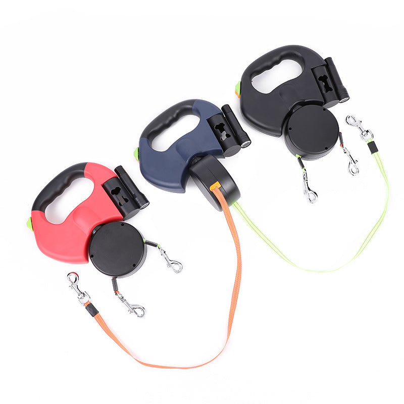 WhizePet™ 3-in-1 Dual Dog Leash – Reflective, Retractable & Lighted