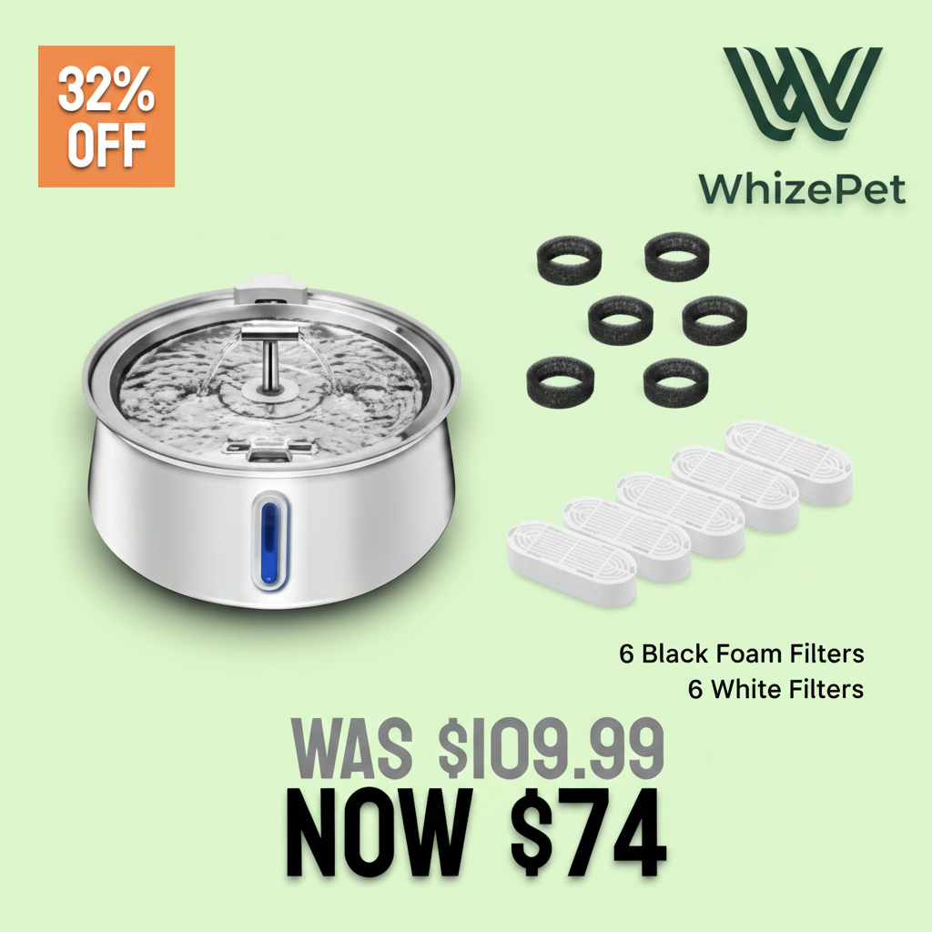 WhizePet 4L Stainless Steel Pet Water Fountain