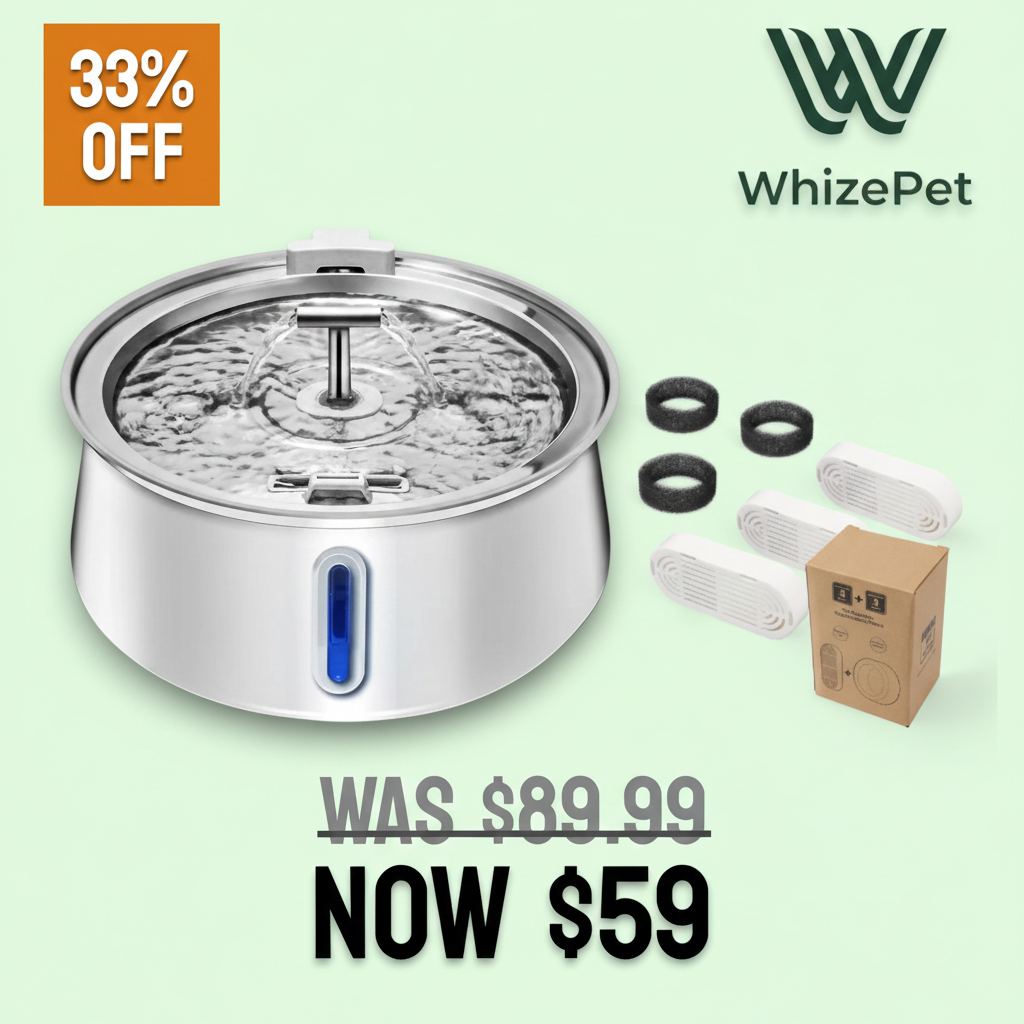 WhizePet 4L Stainless Steel Pet Water Fountain